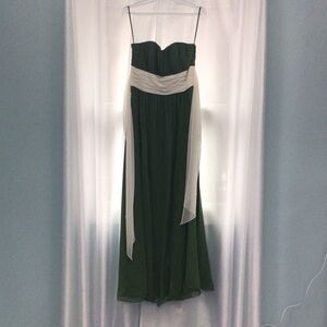Alexia Designs Strapless Dress in Forest Green and Ivory
